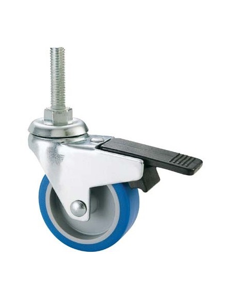 RUOTA A FORCELLA GIREV+FERMO PERNO FIL 221BISB AVO A/ZINCR/GOMMA BLU F.MA 8X30 D.MM 50X18