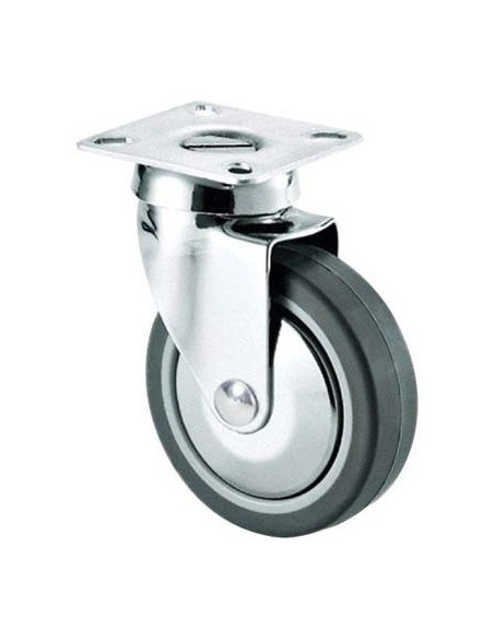 RUOTA A FORCELLA GIREVOLE 220C AVO A/ZINCR/GOMMA GRIGIA D.MM 50X18 P.MM 40X40