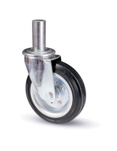 RUOTA A FORCELLA TUBI INNOCENTI 80BI AVO A/ZINCR/GOMMA NERA MM 200X50 PERNO GIR MM 40X190