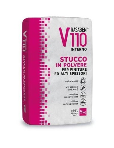 STUCCO POLVERE INTERNO V110 K2 RASABEN KG 5 ALTI SPESSORI