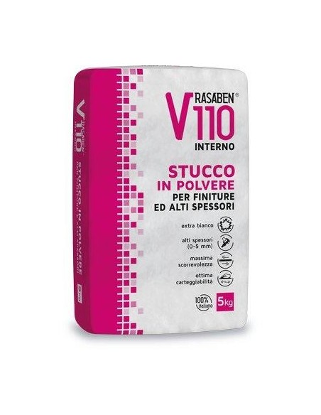 STUCCO POLVERE INTERNO V110 K2 RASABEN KG 5 ALTI SPESSORI