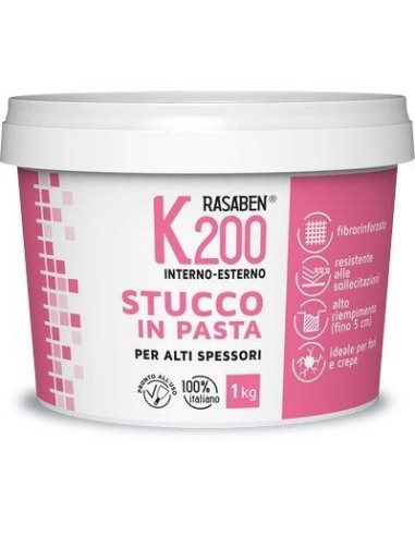 STUCCO PASTA INTERNO ESTERNO K200 K2 RASABEN KG 1 ALTI SPESSORI