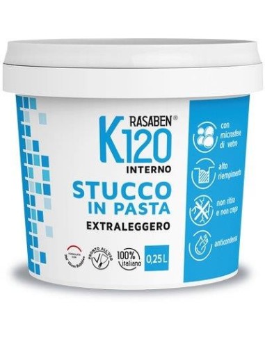 STUCCO PASTA EXTRALEGGERO K120 K2 RASABEN KG 0,250 INTERNO