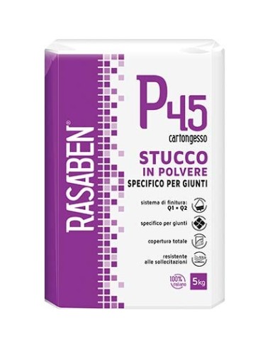 STUCCO POLVERE CARTONGESSO P45 K2 RASABEN KG  5 SPECIFICO GIUNTI