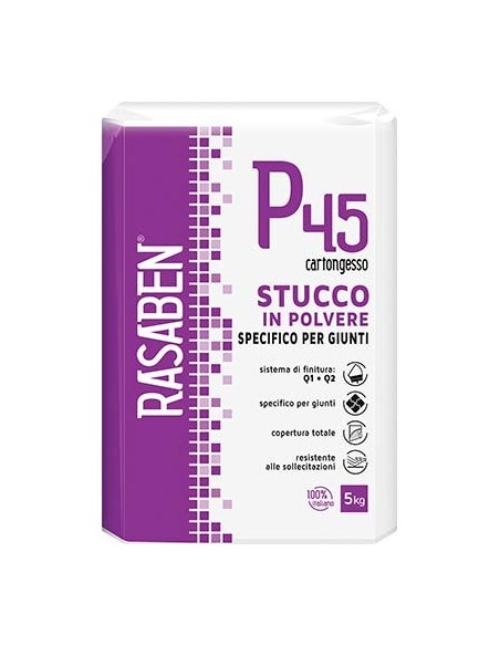 STUCCO POLVERE CARTONGESSO P45 K2 RASABEN KG  5 SPECIFICO GIUNTI