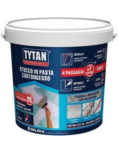 STUCCO PASTA CARTONGESSO TYTAN BIANCO FIBRATO KG 1,8