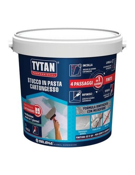 STUCCO PASTA CARTONGESSO TYTAN BIANCO FIBRATO KG 1,8