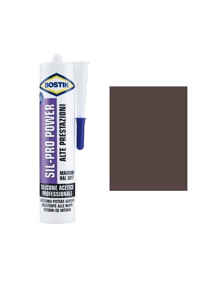 SILICONE ACETICO SIL PRO POWER BOSTIK MARRONE RAL 8017 ML 300