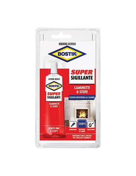 MASTICE REFRATTARIO CAMINETTI STUFE TUBETTO BOSTIK GRIGIO SCURO GR 100