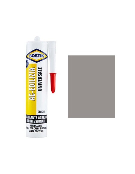 SILICONE ACRILICO AC EDILIZIA BOSTIK GRIGIO VERNICIABILE ML 300