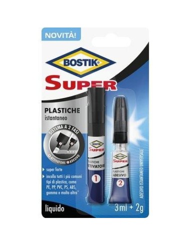 BOSTIK SUPER PLASTICHE ATTIVATORE + ADESIVO ML 3+2