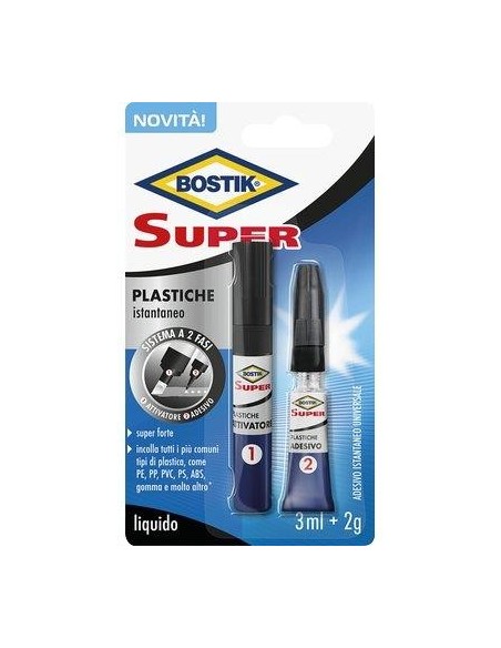 BOSTIK SUPER PLASTICHE ATTIVATORE + ADESIVO ML 3+2