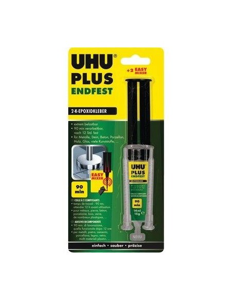 UHU PLUS 90 MINUTI VERDE BICOMPONENTE SIRINGA ML 14/GR 15