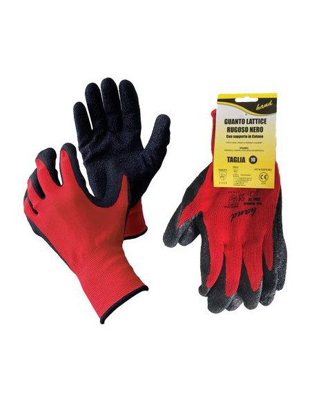 GUANTO LATTICE RUGOSO NERO HV HAND MAGLIA PESANTE COTONE ROSSO
