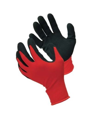 GUANTO NITRILE NERO SABBIATO HAND MAGLIA LEGGERA SINTETICO ROSSO