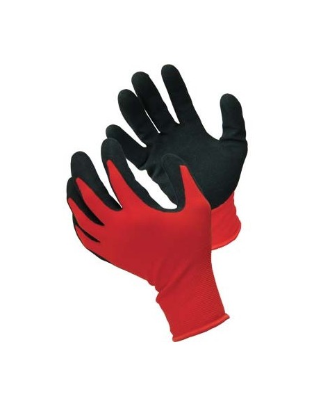 GUANTO NITRILE NERO SABBIATO HAND MAGLIA LEGGERA SINTETICO ROSSO