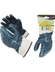 GUANTO NITRILE NBR BLU DORSO RICOPERTO HAND TELA COTONE BIANCO + MANICHETTA 10