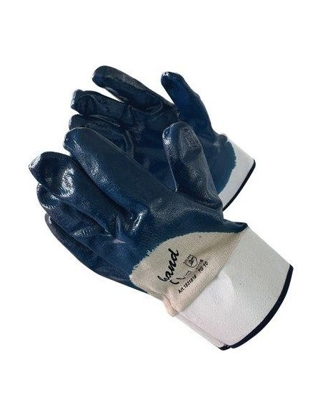 GUANTO NBR BLU AREATO HAND TELA COTONE BIANCO + MANICHETTA 10