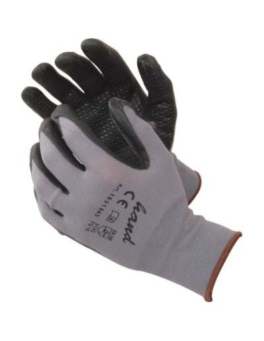 GUANTO NITRILE NERO PUNTINATO HAND MAGLIA LEGGERA SINTETICO GRIGIO