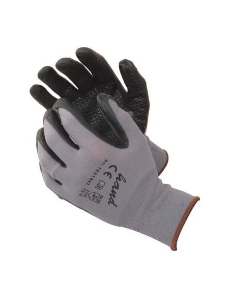 GUANTO NITRILE NERO PUNTINATO HAND MAGLIA LEGGERA SINTETICO GRIGIO
