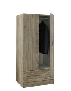 KIT ARMADIO 2 ANTE + 2 CASSETTI 82X46X184,3 ROVERE SCURO