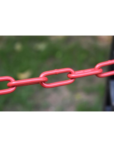 Catena di chiusura in metallo rosso bianco ,maglie in acciaio Ø 5 mm, catena di sicurezza per cantieri, parcheggi.