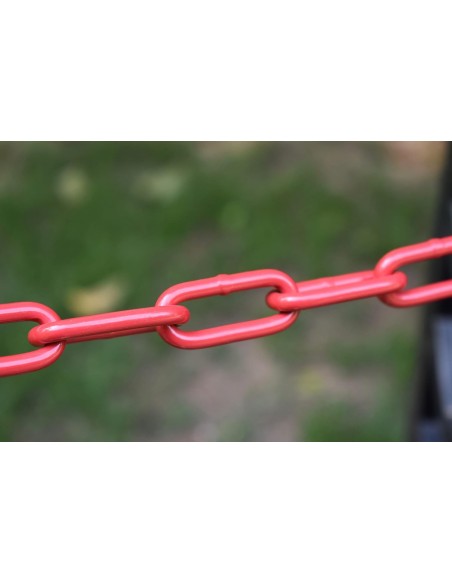 Catena di chiusura in metallo rosso bianco ,maglie in acciaio Ø 5 mm, catena di sicurezza per cantieri, parcheggi.