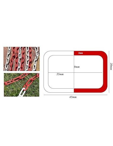 Catena di chiusura in metallo rosso bianco ,maglie in acciaio Ø 5 mm, catena di sicurezza per cantieri, parcheggi.