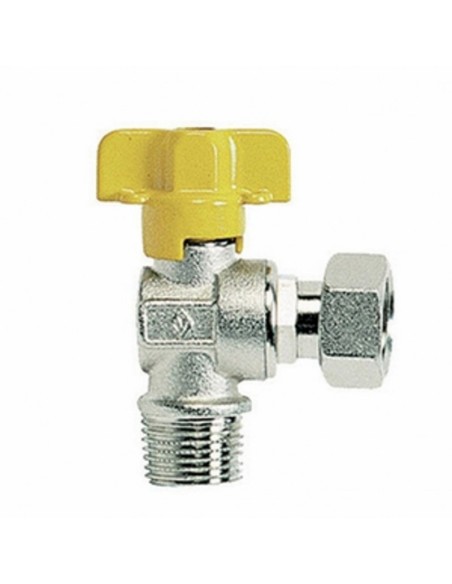 RUBINETTO A SFERA GAS CIM 90° SQUADRA CON BOCCHETTONE - 1/2" X 1/2"