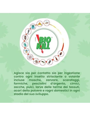Biokill Insetticida Biologico di Piretro Naturale a Base Acquosa - Flacone Spray da 375ml Bio Kill