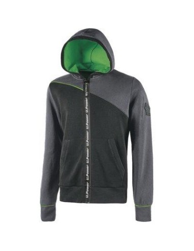 FELPA FULL ZIP + CAPPUCCIO JUPITER U-POWER ASPHALT GREY