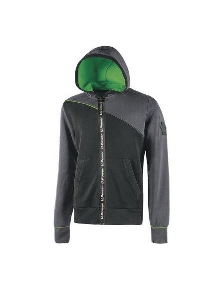 FELPA FULL ZIP + CAPPUCCIO JUPITER U-POWER ASPHALT GREY