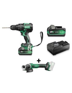 HIKOKI COMBOPACK TRAPANO PERCUSSIONE + SMERIGLIATRICE 125MM + VALIGETTE STACKABLE