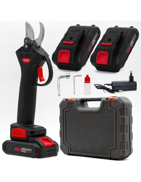 Forbici Potatura con 2 Batterie da 48V e Comoda Valigetta, Cesoie Elettriche portatile