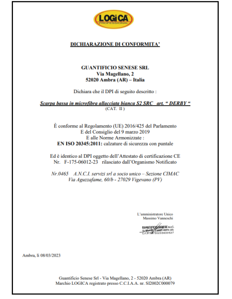 SCARPA BASSA S2 SRC LOGICA MOD. DERBY