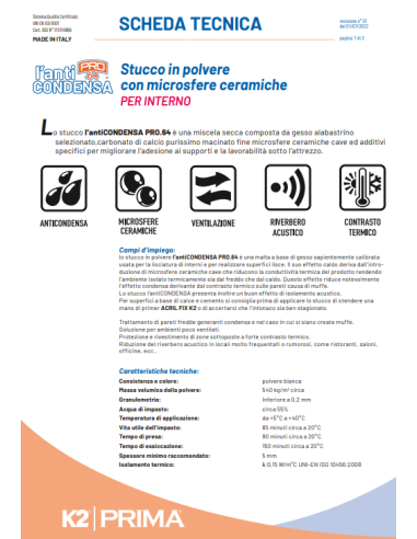 STUCCO ANTICONDENSA IN POLVERE K2 DA 4 KG