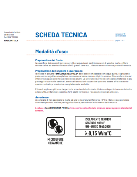 STUCCO ANTICONDENSA IN POLVERE K2 DA 4 KG