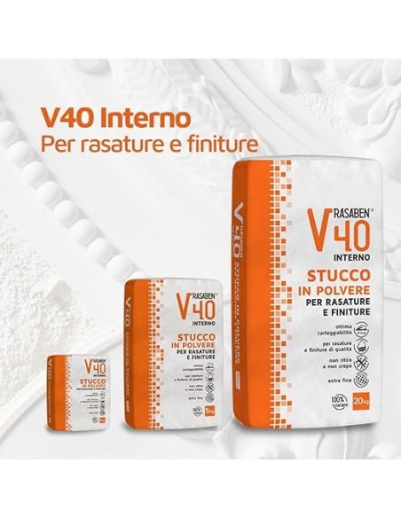 STUCCO IN POLVERE INTERNO V40 K2 RASABEN KG 20