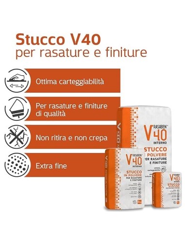 STUCCO IN POLVERE INTERNO V40 K2 RASABEN KG 20