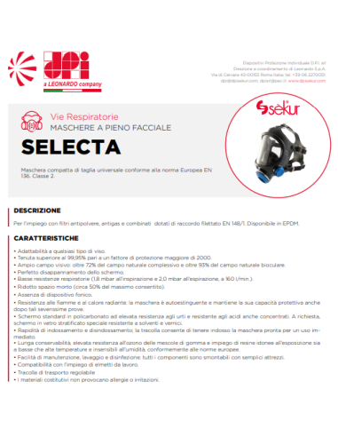 RESPIRATORE A MASCHERA SELECTA SEKUR X FILTRO 1