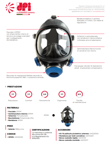 RESPIRATORE A MASCHERA SELECTA SEKUR X FILTRO 1