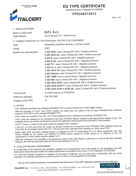 RESPIRATORE A MASCHERA SELECTA SEKUR X FILTRO 1