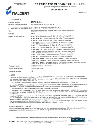 RESPIRATORE A MASCHERA SELECTA SEKUR X FILTRO 1