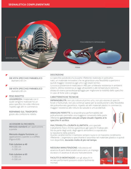 SPECCHIO STRADALE PARABOLICO INFRANGIBILE 'DB VISTA' DIAM.60 cm