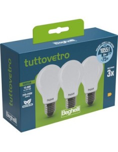 KIT GRAN RISPARMIO BEGHELLI LED GOCCIA E27 8W 58052 FREDDA 6500K 3 PZ