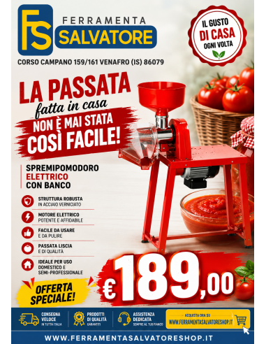 Spremipomodoro Elettrico con Banco | Passapomodoro Elettrico per Conse