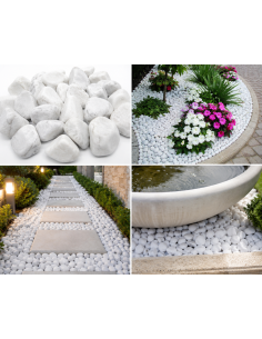 CIOTTOLO BIANCO DI MARMO DI CARRARA PER GIARDINO E VIOTTOLI