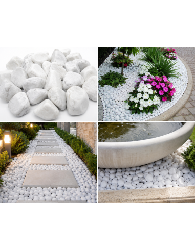 CIOTTOLO BIANCO DI MARMO DI CARRARA PER GIARDINO E VIOTTOLI