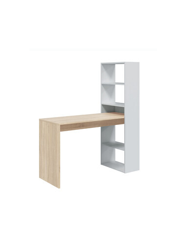 Scrivania Duplo con Libreria 120x53x144 Bianco Rovere