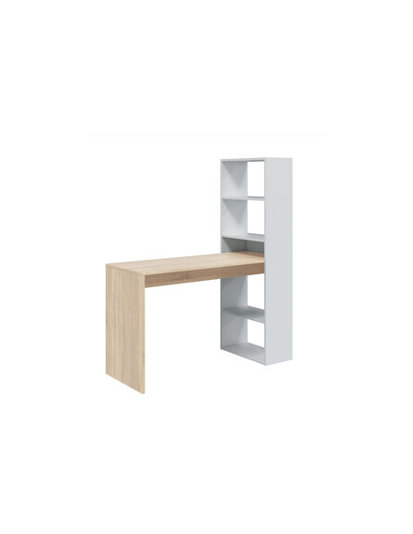 Scrivania Duplo con Libreria 120x53x144 Bianco Rovere